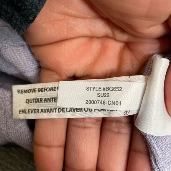 J. Crew Womens Cashmere Silk Blend Cropped TShirt S Lilac Twee Coquette Ribbed - Picture 6 of 6